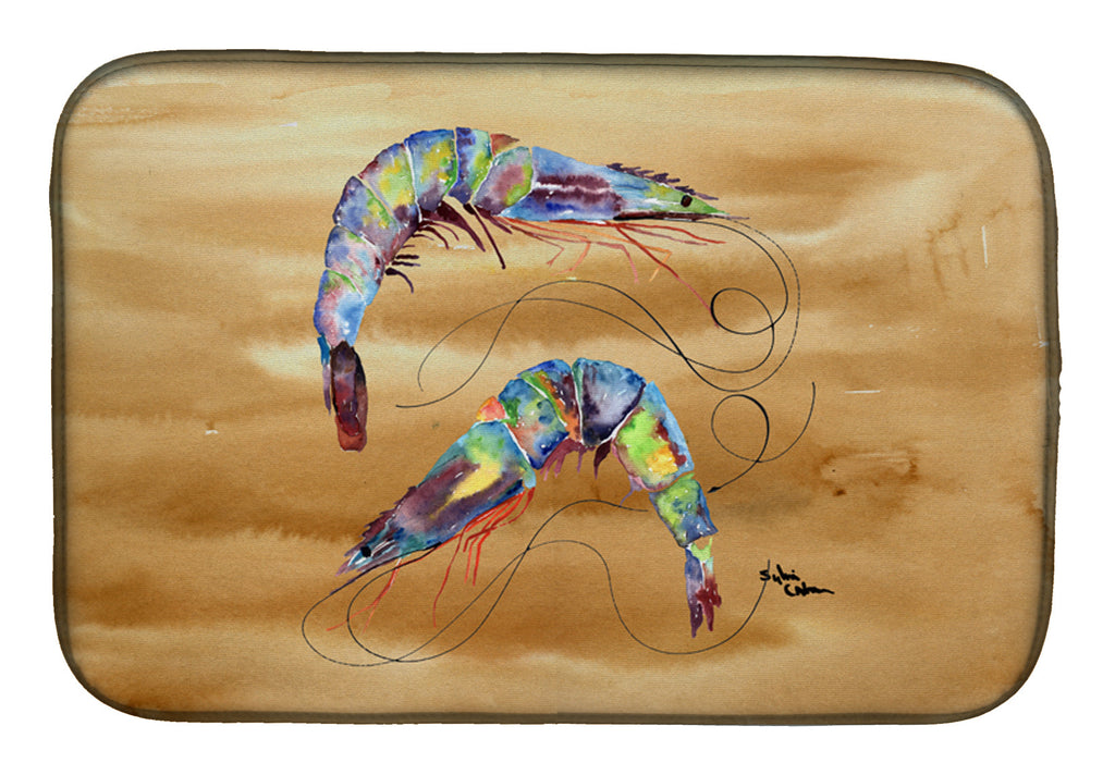 Shrimp Sandy Beach Dish Drying Mat Absorbent Dish Drying Mat Pad for Kitchen Counter Dish Drainer Mat for Countertop, 14 x 21", Multicolor
