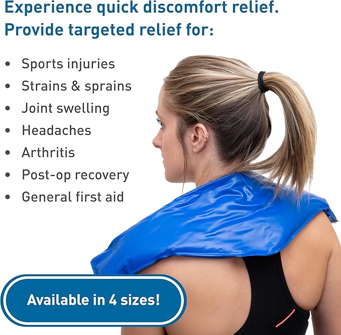 BodyMed Reusable Vinyl Ice Pack for Neck - Professional Grade Cold Therapy for Injuries, Aches, Swelling, Bruises, Sprains - 23 in. Long (Neck Contour)