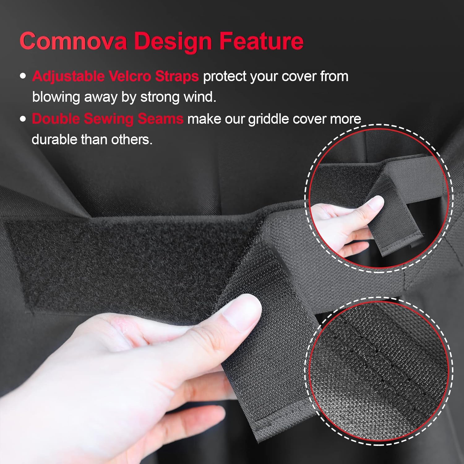 Comnova Grill Cover 55 Inch - 600D BBQ/Barbecue Gas Cover for Outdoor Grill Heavy Duty and Waterproof, Weber, Char-Broil, Nexgrill, Monument, Dyna-glo, Brinkmann and More