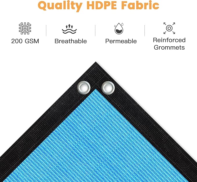 VICLLAX Shade Fabric Sun Shade Cloth with Every 2 FT Grommets for Patio Garden Pergola Cover Canopy 3x18 FT, Mixed Turquoise