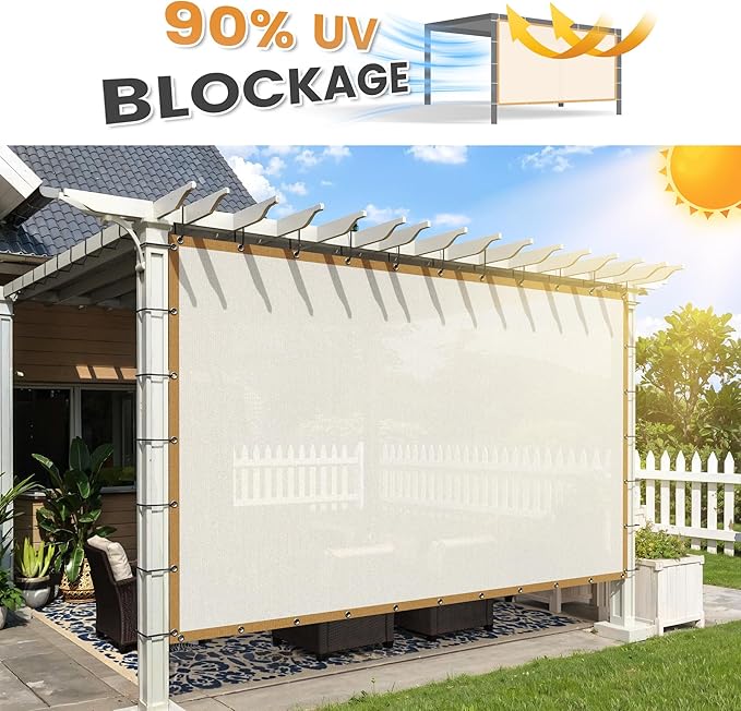 VICLLAX Shade Fabric Sun Shade Cloth with Every 2 FT Grommets for Patio Garden Pergola Cover Canopy 3x8 FT, Cream