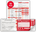 50 Pack 3-Ply Carbonless Annual Vehicle Inspection Report Forms with FMCSA Red Aluminum Labels & White Mylar Laminate Vinyl Labels, DOT Inspection Forms and Stickers, Shrink-Wrapped, 8.5" x 11.75"