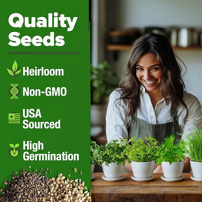 HOME GROWN Indoor Herb Garden Starter Kit - Christmas Gift for Gardeners - Complete 5 Herb Plant Grow Kit - Unique Gift for Mom, Women, Her, Men - Birthday Gift