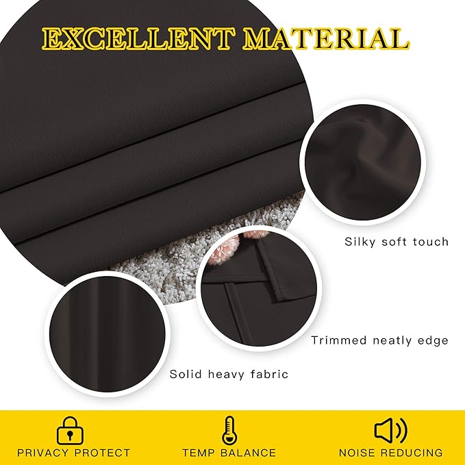 NICETOWN Blackout Curtains Panels for Window - Triple Weave Energy Saving Thermal Insulated Solid Grommet Blackout Drapes for Kitchen (1 Pair, 66 inches by 54 Inch, Toffee Brown)