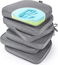 SUNROX Gel Memory Foam Chair Cushions, FadeShield Water-, Stain-Resistant Durable Reversible Seat Cushion Pads with Ties for Indoor/Outdoor Kitchen Dining Office 17"x16" Set of 6, Heather Charcoal