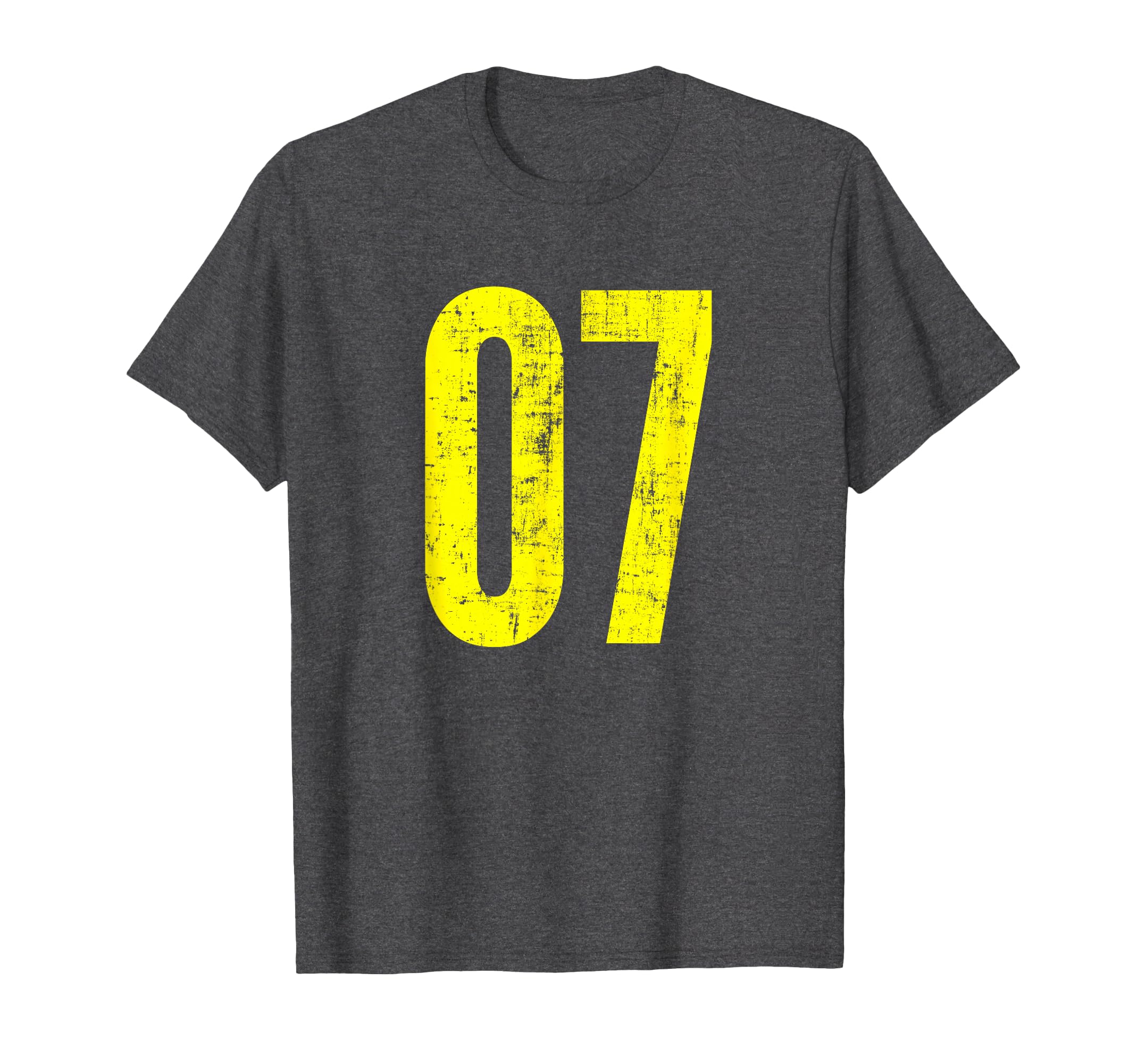 Number 07 Zero Seven Distressed T-Shirt - Custom Art Print for Adults