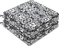 Favoyard Outdoor Chair Cushion 19 x 19 x 3 In Waterproof Pattern Fade Resistant Cushions for Patio Furniture with Removable Cover Attach Straps 28D Foam Insert Cushions Pads for Seat Sofa Couch 2 Pack