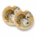 Oyster Sandy Beach Set of 2 Cup Holder Car Coasters Absorbent Round Sandstone Coasters Gifts for Men or Women, 2.5, Multicolor