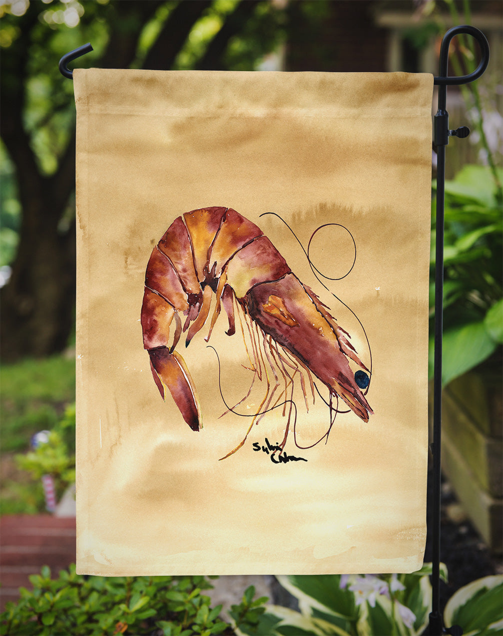 Shrimp Sandy Beach Garden Flag Mailbox Decorative Yard Banner Outside Patio Artwork for Flower Beds, Garden Size, Multicolor
