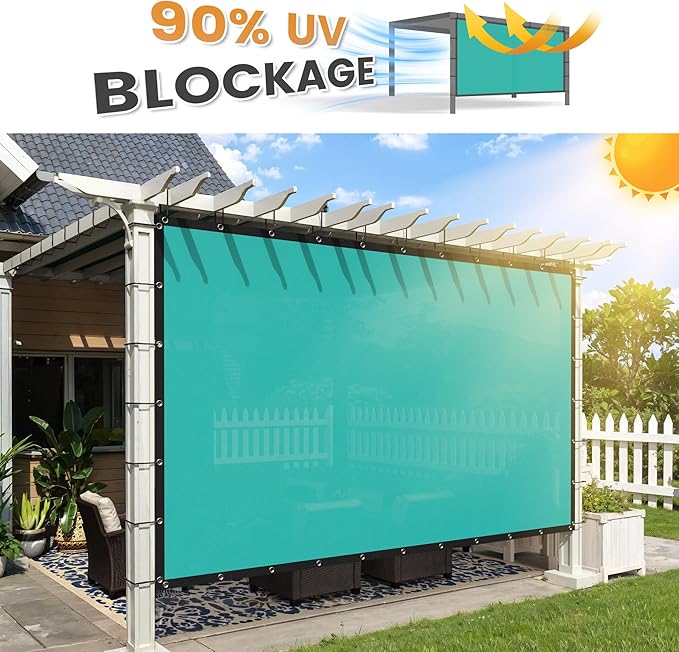 VICLLAX Shade Fabric Sun Shade Cloth with Every 2 FT Grommets for Patio Garden Pergola Cover Canopy 4x23 FT, Turquoise
