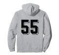 Number 55 Backside 80S 90S Team Jersey Hoodie - Trendy Graphic for Adults