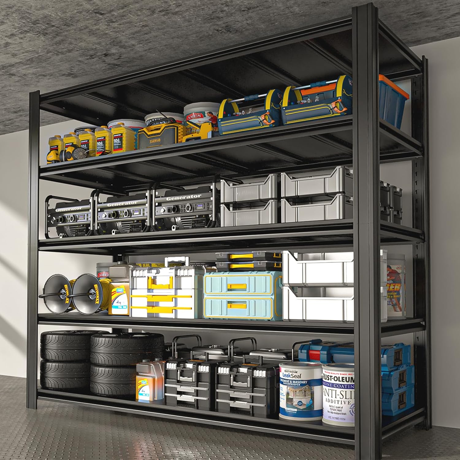 5-Tier 55" W x 24" D x 84" H Garage Shelving 3000LBS Storage Shelves Heavy Duty Metal Shelf Unit Adjustable Basement Industrial Storage Racks