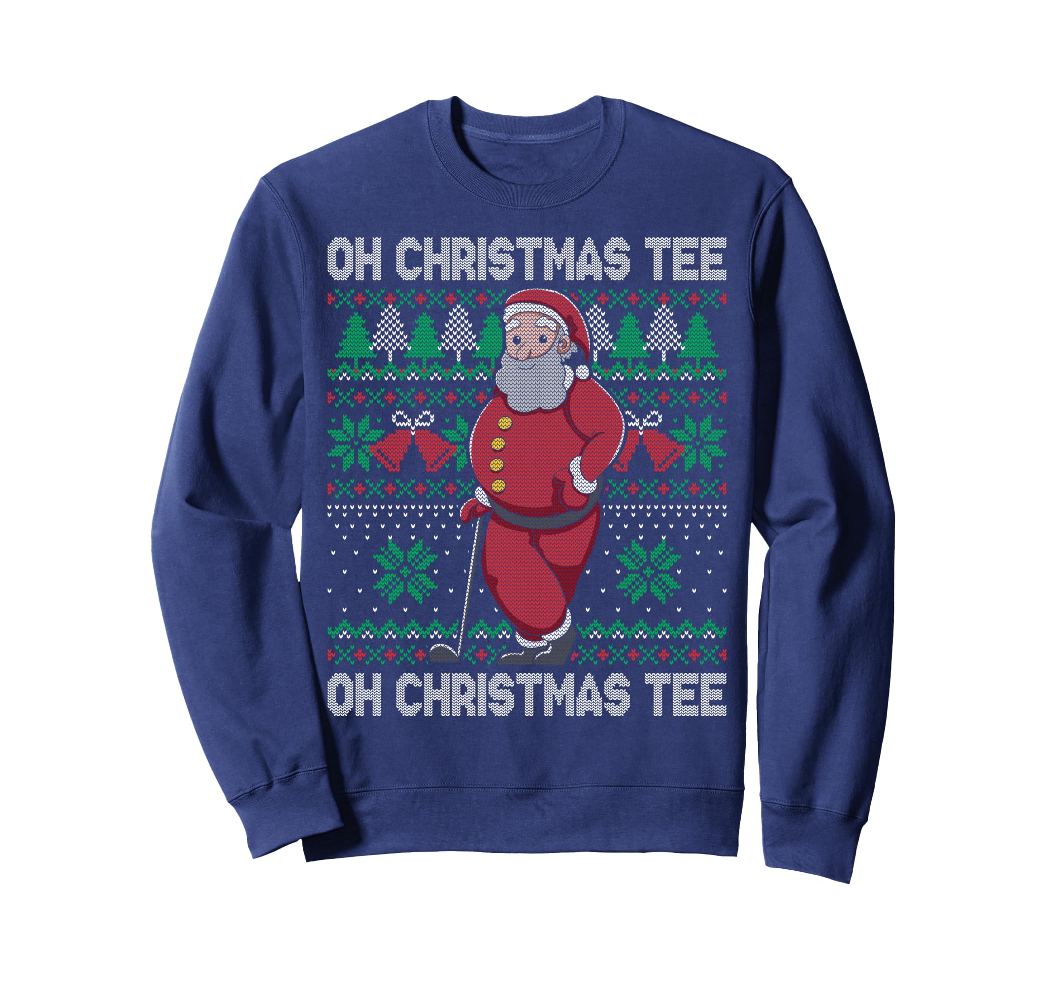 Oh X Mas Santa Claus Playing Golf Ugly Sweatshirt - Graphic Print Unisex