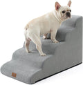 Wide Dog Stairs 19.7" Width, Pet Step for Small/Medium/Large Dog, Puppy or Cat, Pet Ramp for High Bed or Car, High Density Foam Ladder, 19.7x33x22.4 in, Stable, 5 Step, Grey