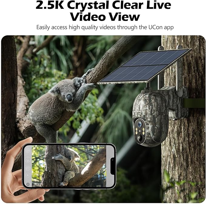 VOOPEAK Cellular Trail Camera, 2.5K Trail Cameras with Color Night Vision, Built-in SIM Card Live Streaming Pan 355° Tilt 90° Game Camera Solar Powered Motion Activated No WiFi Needed