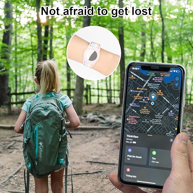 Kids Wristband Compatible with Apple AirTag, Protective Case for Air Tag GPS Tracker Holder with Nylon Bracelet, Adjustable Anti Lost Watch Band for Toddler Child Elder(Rainbow A)