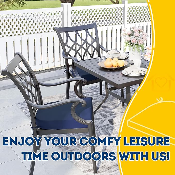 AAAAAcessories Outdoor Seat Cushions for Chairs, Waterproof, Fade-Resistant Patio Furniture Replacement Cushions, 17" x 16" x 2", Set of 4, Navy Blue