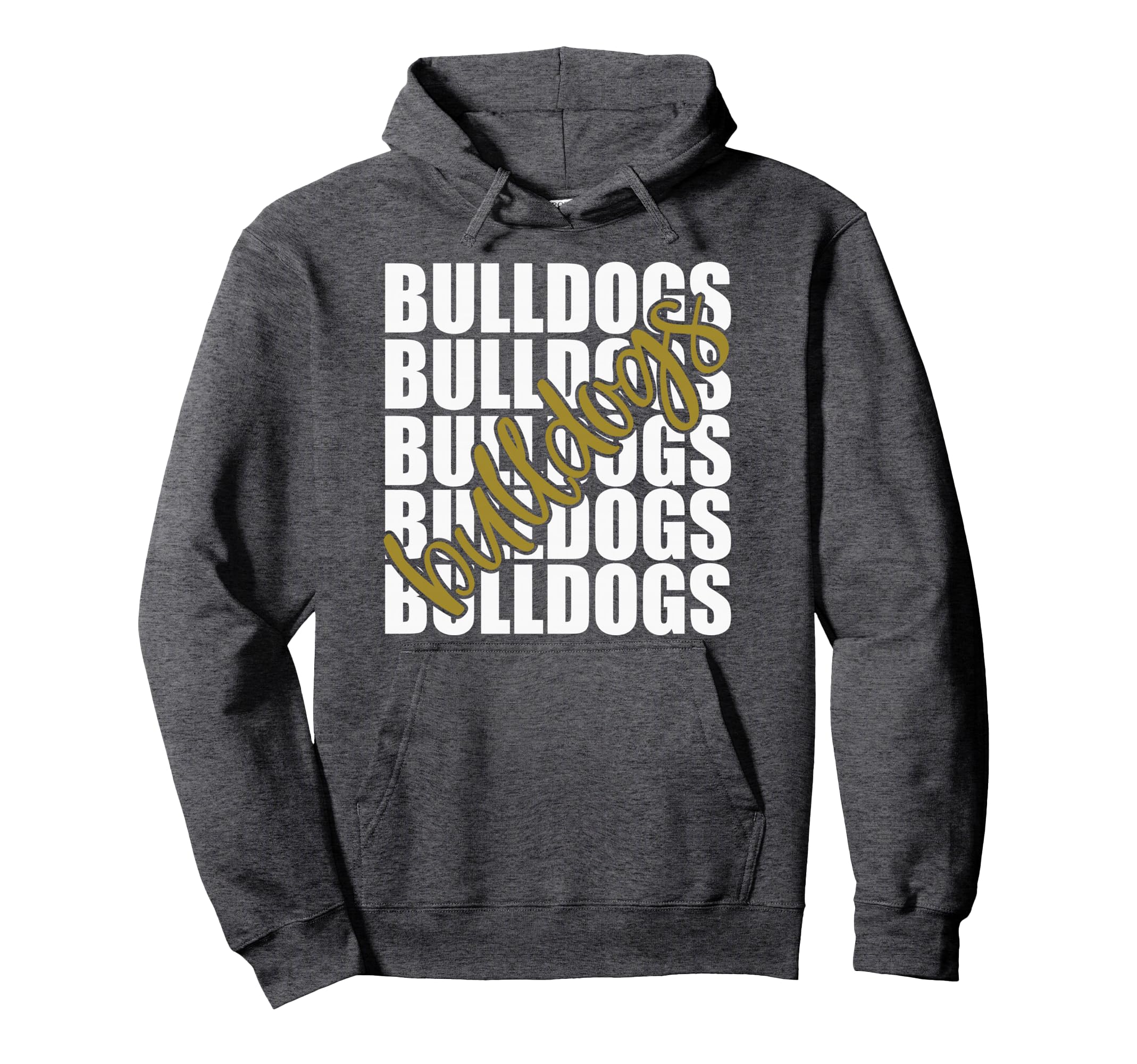 Bulldogs Gold School Sports Fan Team Hoodie - Minimalist Print for Adults