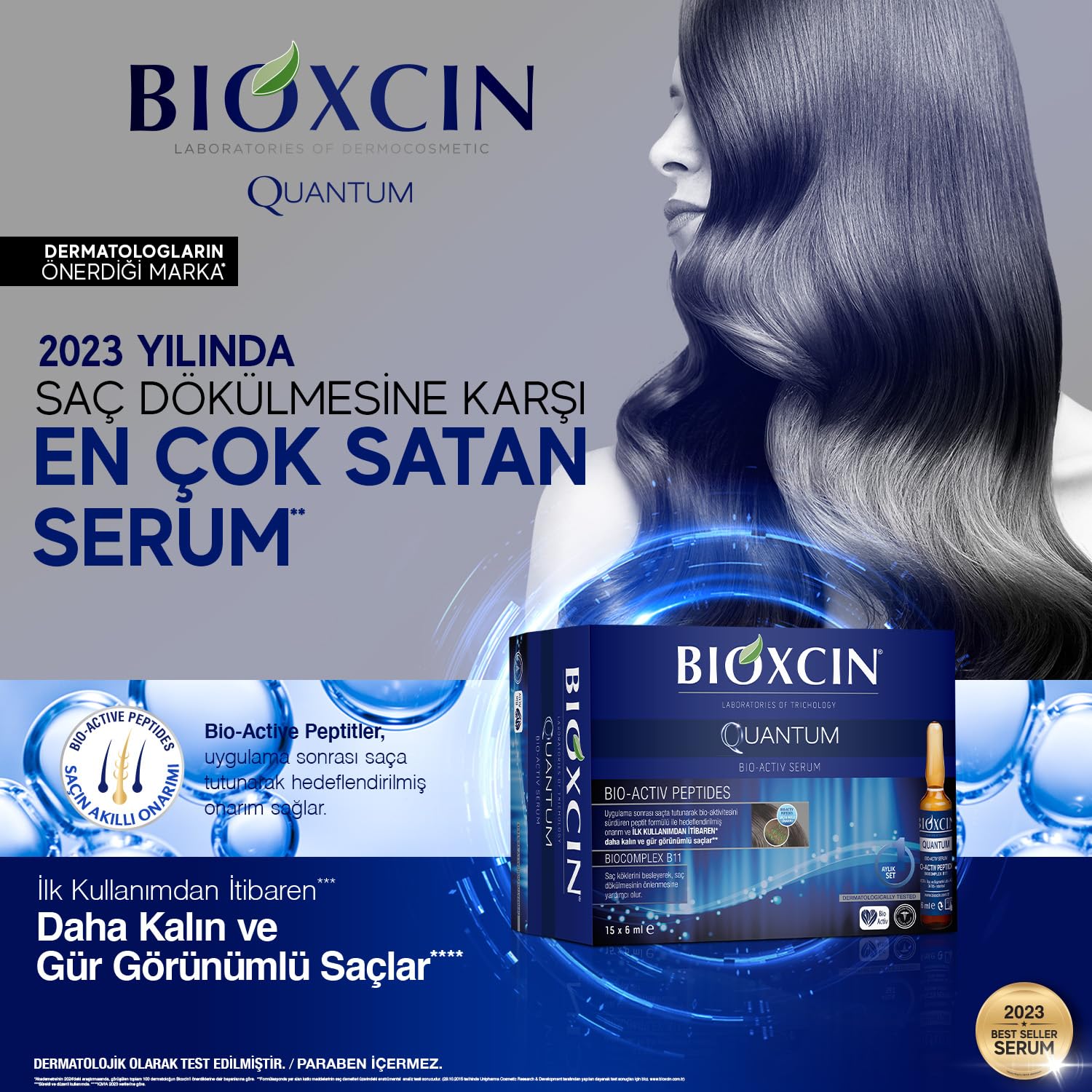 Bioxcin Quantum Bio-Activ Hair Serum - Nourishing Hair Care for Damaged Hair, 15x6 ml