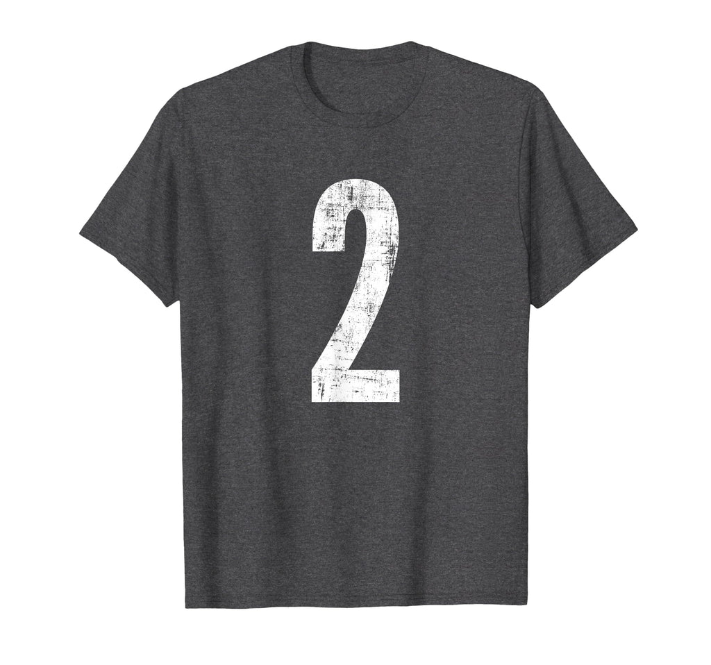 Number 2 Two Distressed Sport Team T-Shirt - Custom Art Print Men Women