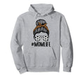 Momlife Messy Bun Leopard Soccer Hoodie - Fun Novelty Design for Adults