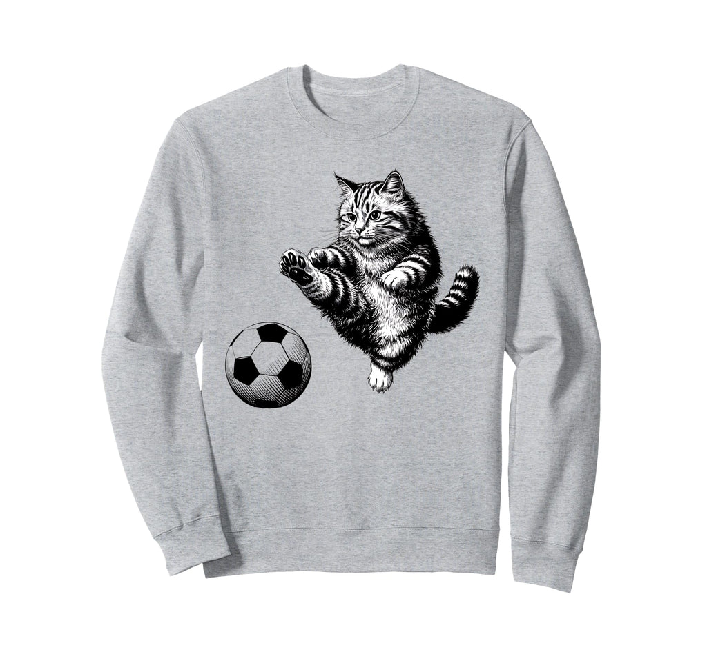 Funny Soccer Cat Football Kitten Cat Sweatshirt - Streetwear Style Unisex