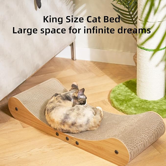 Nekosan Cat Scratcher Cardboard Bed, 27.5" Extra Large Cat Scratch Sofa Bed, Cat Scratcher Lounge Bed for Indoor Cats, 27.5 x 10 Inches Cat Couch Bed - Scratching Board