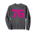 Number 76 Varsity Distressed Sport Team Sweatshirt - Trendy Graphic Unisex