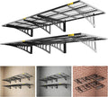 2x3ft Adjustable Rail Wall Garage Storage Shelf, for Tool Room, Storage Room, Store Supermarket Wall Storage Shelving Rack (4 Pack-Black)