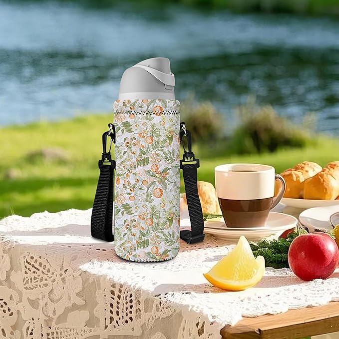 RICHEN Neoprene Water Bottle Carrier Bag with Adjustable Shoulder Strap,Insulated Water Bottle Cover for Stainless Steel/Glass/Plastic Bottles