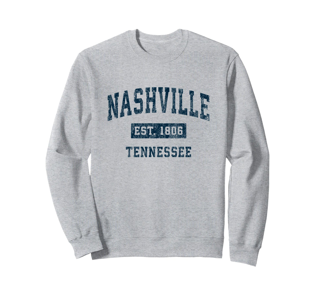 Nashville Tennessee Tn Sports Navy Sweatshirt - Aesthetic Graphic Unisex