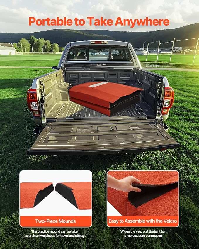 VEVOR Pitching Mound, Baseball Game Mound, Indoor/Outdoor Pitching Practice and Training Equipment, Softball Pitching Aids with Antifade Turf and Pitching Rubber
