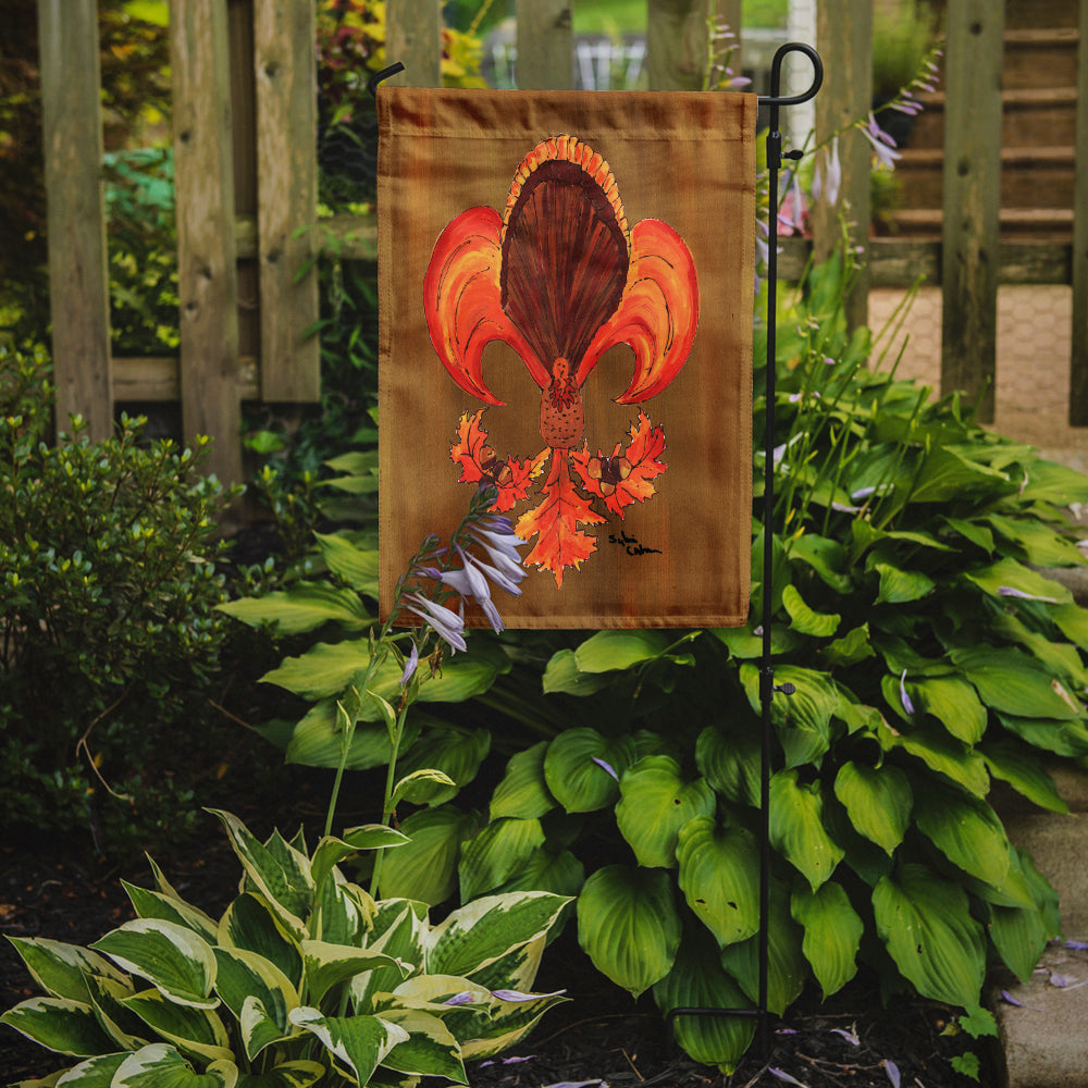 Thanksgiving Turkey and Fall Leaves Fleur de lis Garden Flag Mailbox Decorative Yard Banner Outside Patio Artwork for Flower Beds, Garden Size, Multicolor