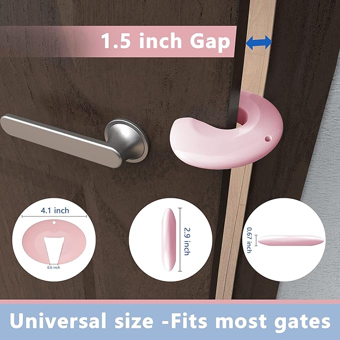 Silicone Door Pinch Guard and Door Slam Stopper, Durable Finger Pinch Guard, Prevents Pinch Injuries, Slamming Doors, Door Stopper for Kids, 4 Packs Pink.