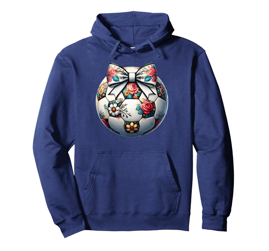 Soccer Flower Coquette Bow Floral Soccer Hoodie - Graphic Print for Adults