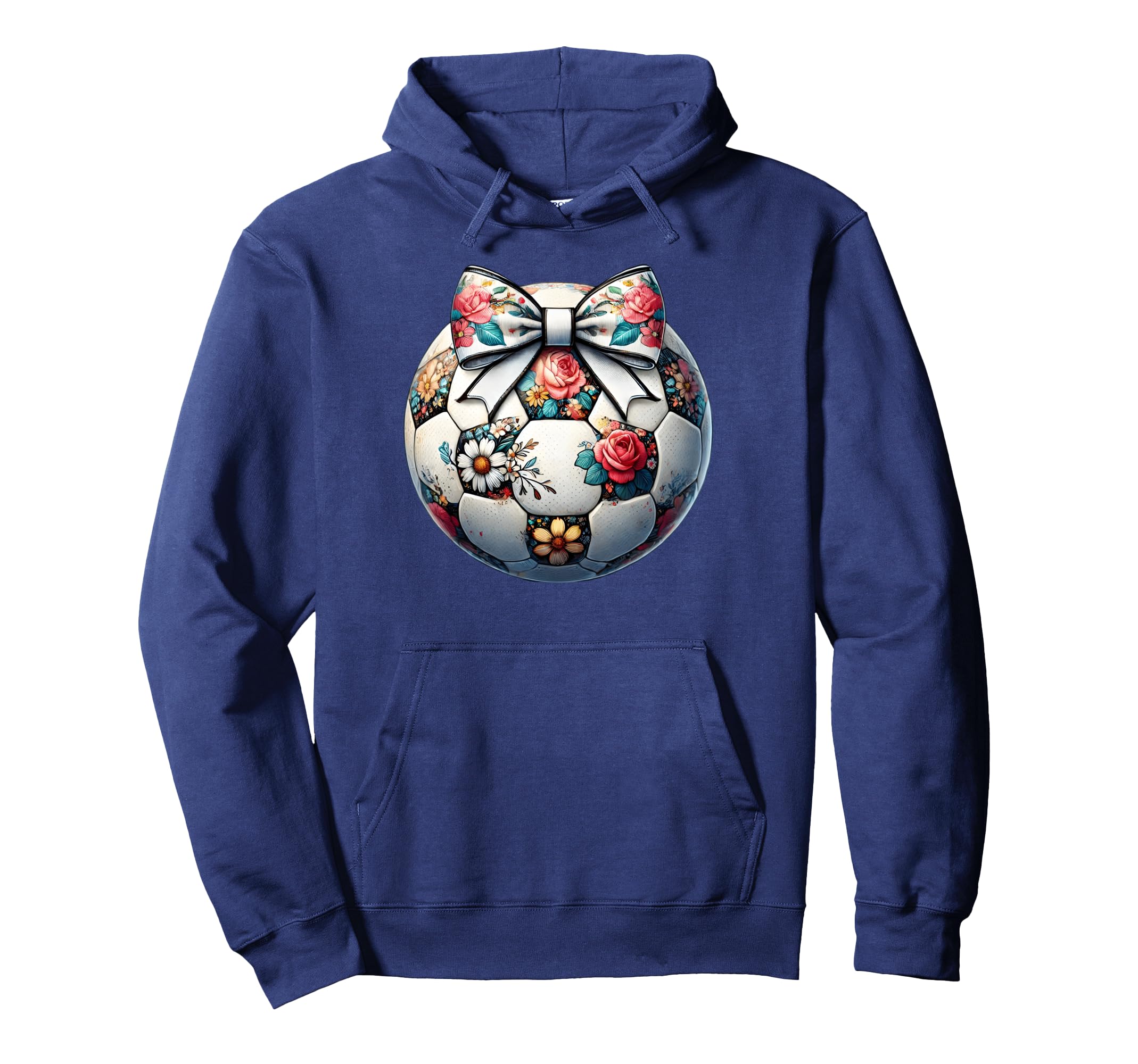 Soccer Flower Coquette Bow Floral Soccer Hoodie - Graphic Print for Adults