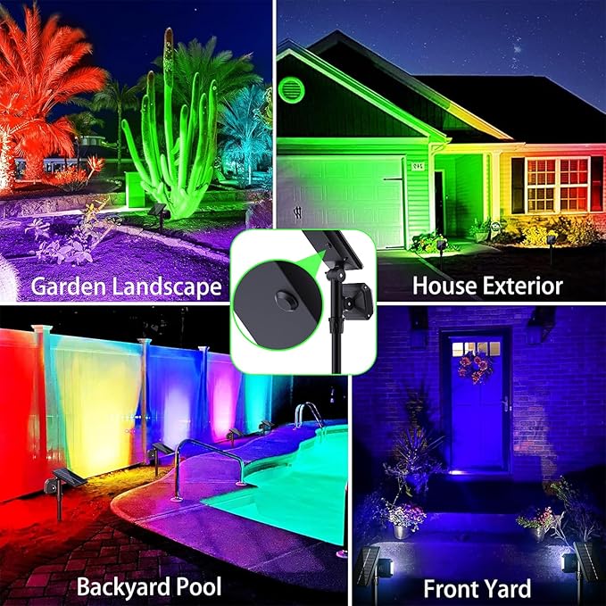 JSOT Spot Lights - Solar Lights Outdoor Solar Powered Spotlight Waterproof Green Light Landscape Lighting for Garden Yard Pathway