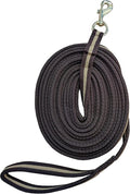 Soft Padded Lunge Line Rein Lead for Horses 27ft Looped Handle Swivel Clip (Brown/Beige)
