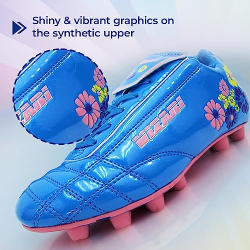 Kids Blossom Firm Ground Soccer Cleats – Blue/Pink