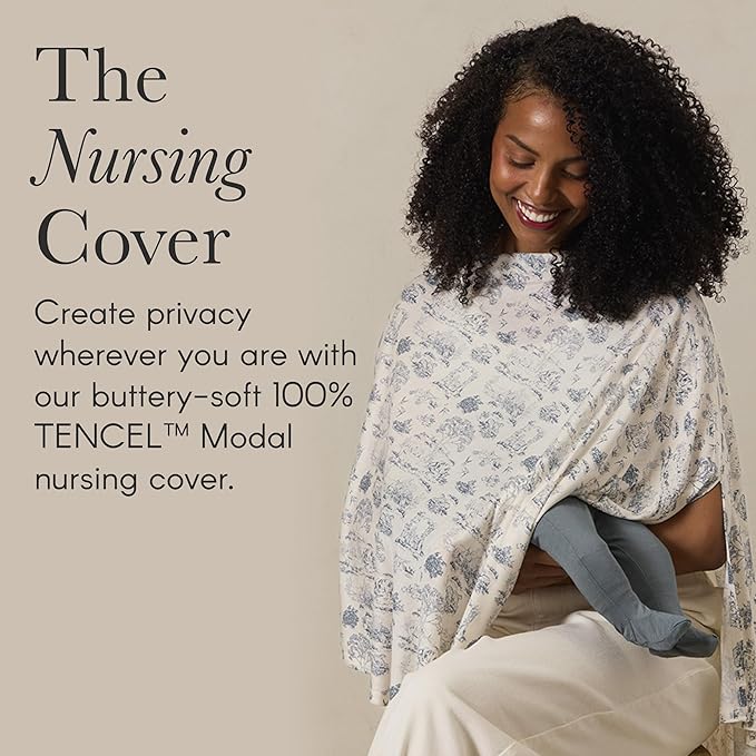 Solly Baby Nursing Cover, Ultra-Breathable, Lightweight Breastfeeding Cover-Up, Buttery-Soft Fabric, Universal Fit, Postpartum Essentials, Newborn Must Haves, Bleu Toile