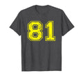 Number 81 Varsity Distressed Sport T-Shirt - Fun Novelty Design Men Women