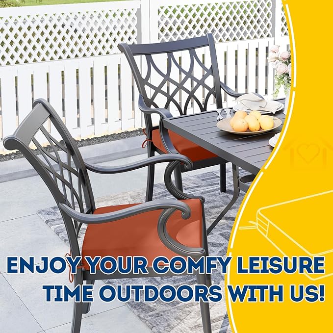 AAAAAcessories Outdoor Seat Cushions for Chairs, Waterproof, Fade-Resistant Patio Furniture Replacement Cushions, 20" x 20" x 3", Set of 2, Rust