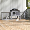 82.5” Large Wooden Rabbit Hutch Outdoor Easy to Assemble Rabbit Cage and Durable Bunny Hutch Indoor with Cleaning Tray & Waterproof Roof for Small and Medium Bunny Rabbit Chick (Grey)