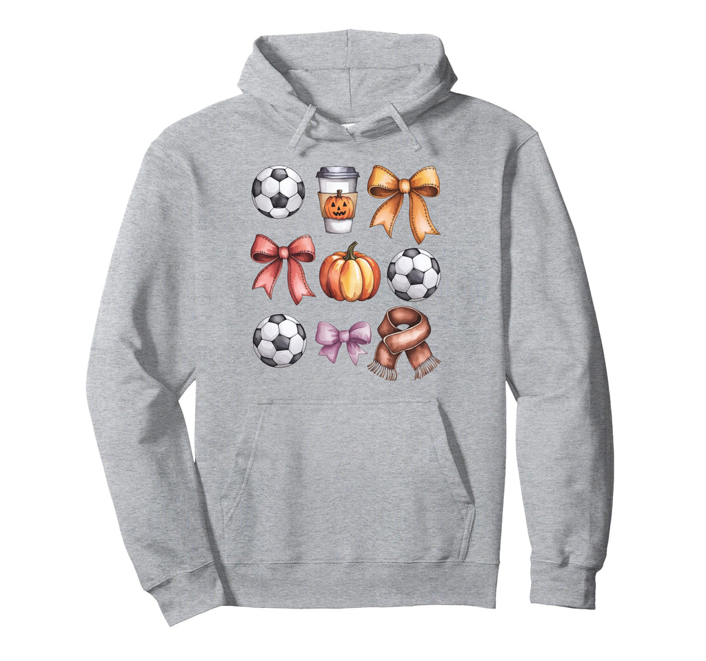 Coquette Fall Soccer Autumn Bow Pumpkin Hoodie - Fun Novelty Design Unisex