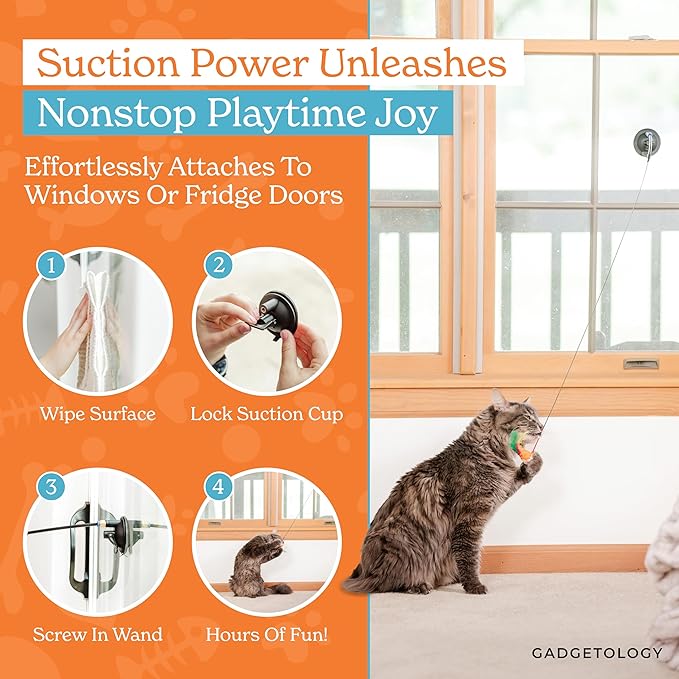 Interactive Cat Toys for Indoor Cats Suction Cup Cat Toys for Indoor Cats Bird Hunting Slefplay Simulation for Kitten Flying Bird Toy Feather Wand Attachments