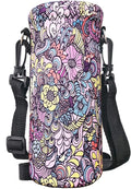 Neoprene Water Bottle Carrier Bag with Adjustable Shoulder Strap for Men Women Walking Hiking,Portable Insulated Holder Case for Stainless Steel/Glass/Plastic Bottles