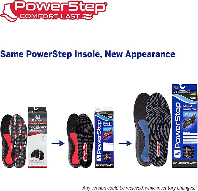 PowerStep Comfort Last Insoles, Cushioning Gel Insoles for Standing All Day, Supports Metatarsal Pain, Foot Arch, Heel Pain, All Day Comfort, Made in The USA (Men's 11-12.5)