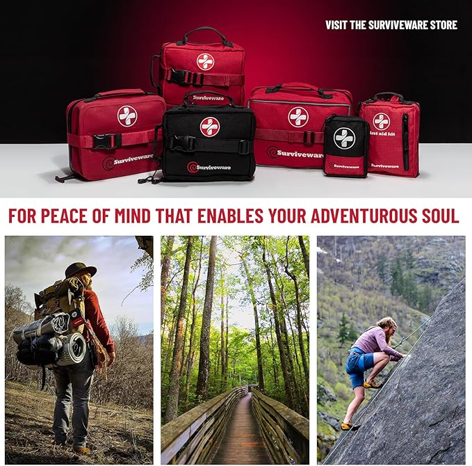 Surviveware Comprehensive Premium Survival First Aid Kit | 98 Pcs Comprehensive Survival Medical Emergency Kit for Travel Camping Gear, Home Essentials Outdoor Emergencies