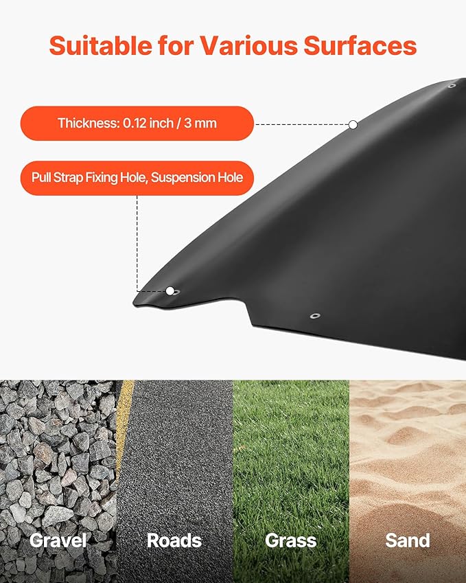 VEVOR Yard Drag Sled, 110 x 46 in, 2000lbs Heavy Duty Utility Sled, HDPE Drag Glider with Ropes & Pull Cable, Dual Use Game Hauler for Firewood Ice Fishing, Compatible with ATVs UTVs Tractors