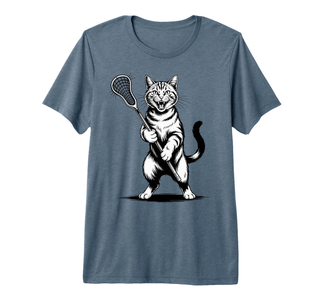 Cat Lacrosse Team Goalie Lax Player T-Shirt - Fun Novelty Design Men Women